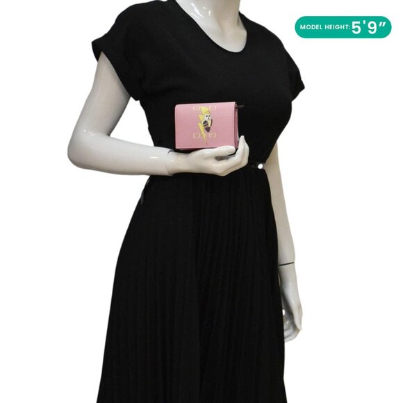 Gucci Bananya Print Leather Card Case Holder Pink 701009 - Picture 2 of 11